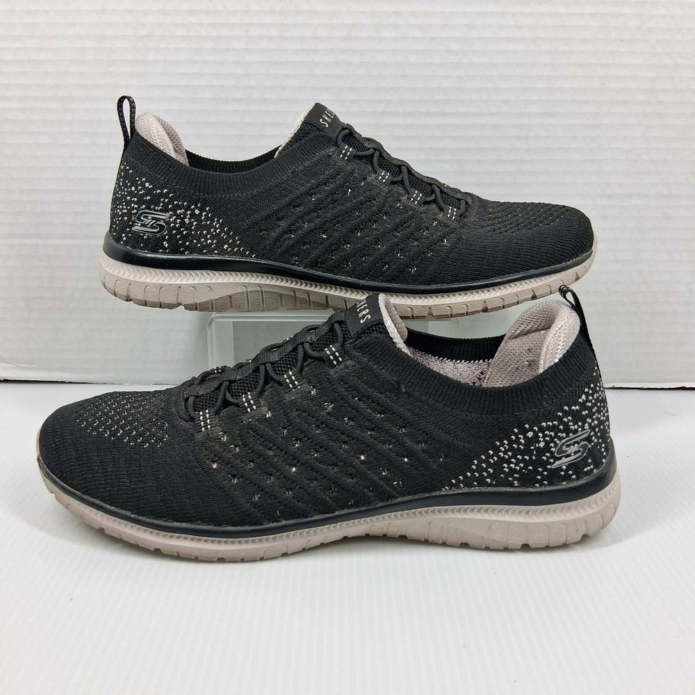 Skechers Women 6.5 Black Pink‎ Memory Foam Slip On Sneakers 104437 BKPK